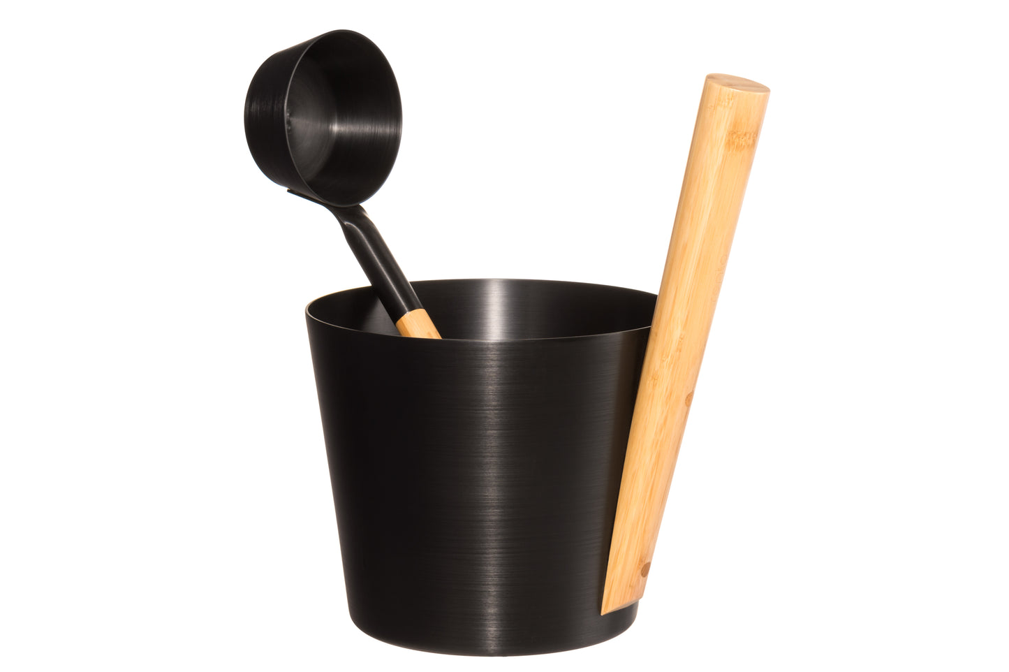 Saunakübel und Kelle aus Aluminium - schwarz (Aktion, solange Vorrat)